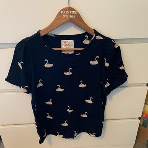 Anthropologie conversations swan T-shirt